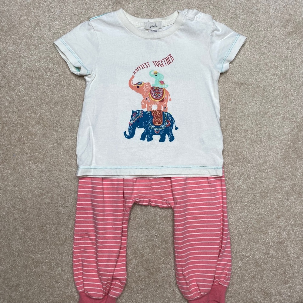 Peek two piece pajama set or casual outfit size 18-24 months